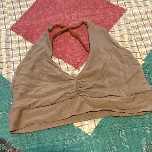 Elegant Brown Halter Crop Top